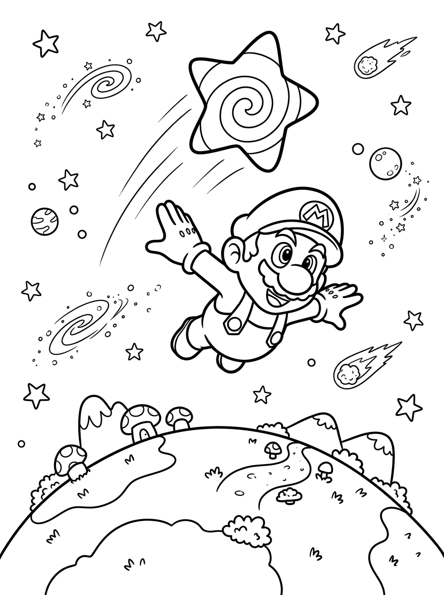 Super Mario Galaxy 15 immagine da colorare Super Mario Galaxy