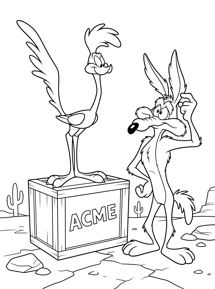 Willy il Coyote e Beep Beep da colorare a4 1