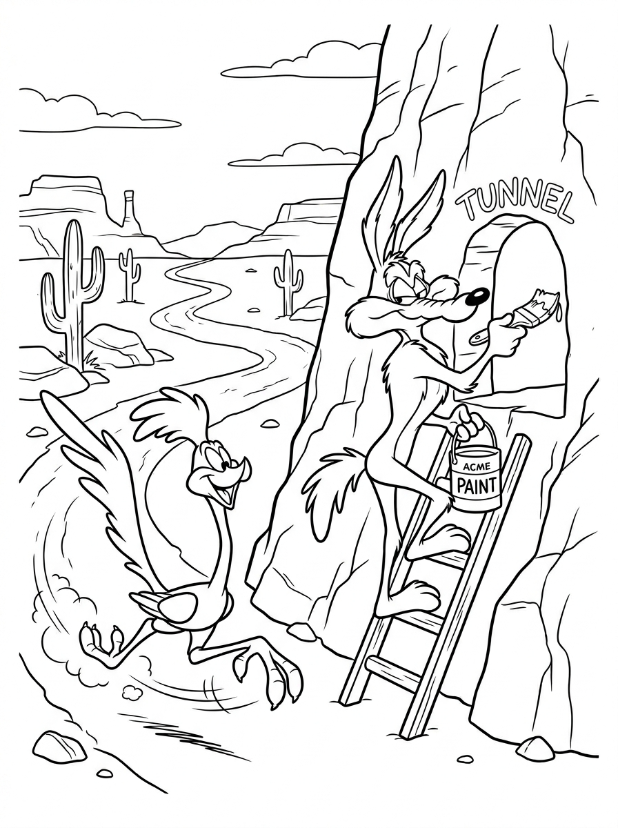 disegno Willy il Coyote e Beep Beep da colorare per bambini