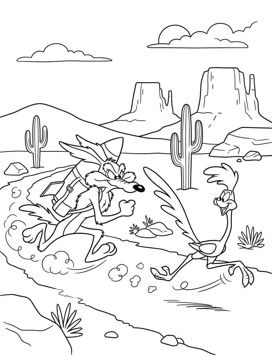 immagini da colorare di Willy il Coyote e Beep Beep