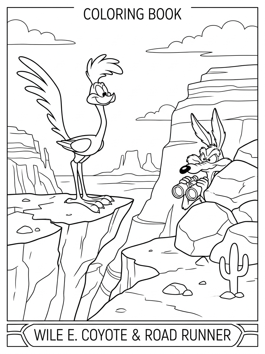 disegno di Willy il Coyote e Beep Beep da stampare e colorare