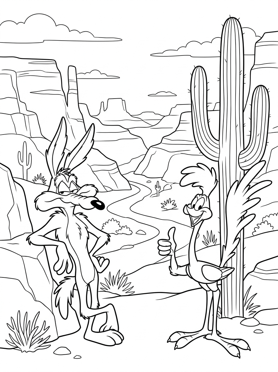 immagini da colorare Willy il Coyote e Beep Beep gratis