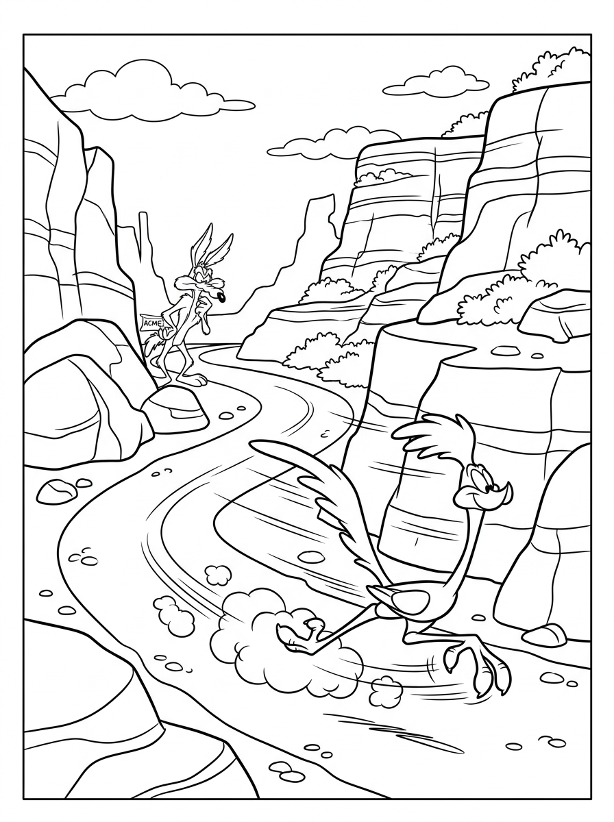 disegni da stampare e colorare Willy il Coyote e Beep Beep