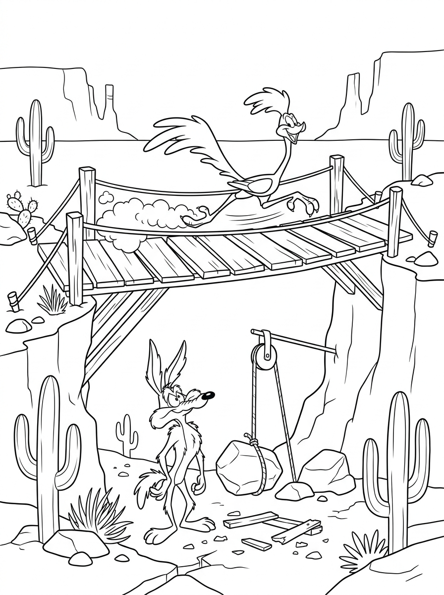 immagini di Willy il Coyote e Beep Beep da colorare per bambini