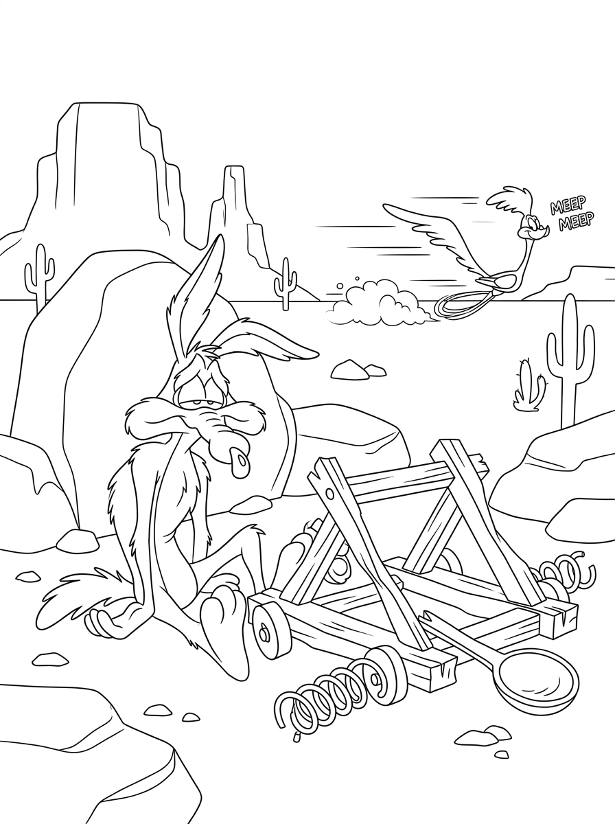 disegni di Willy il Coyote e Beep Beep da colorare e stampare gratis