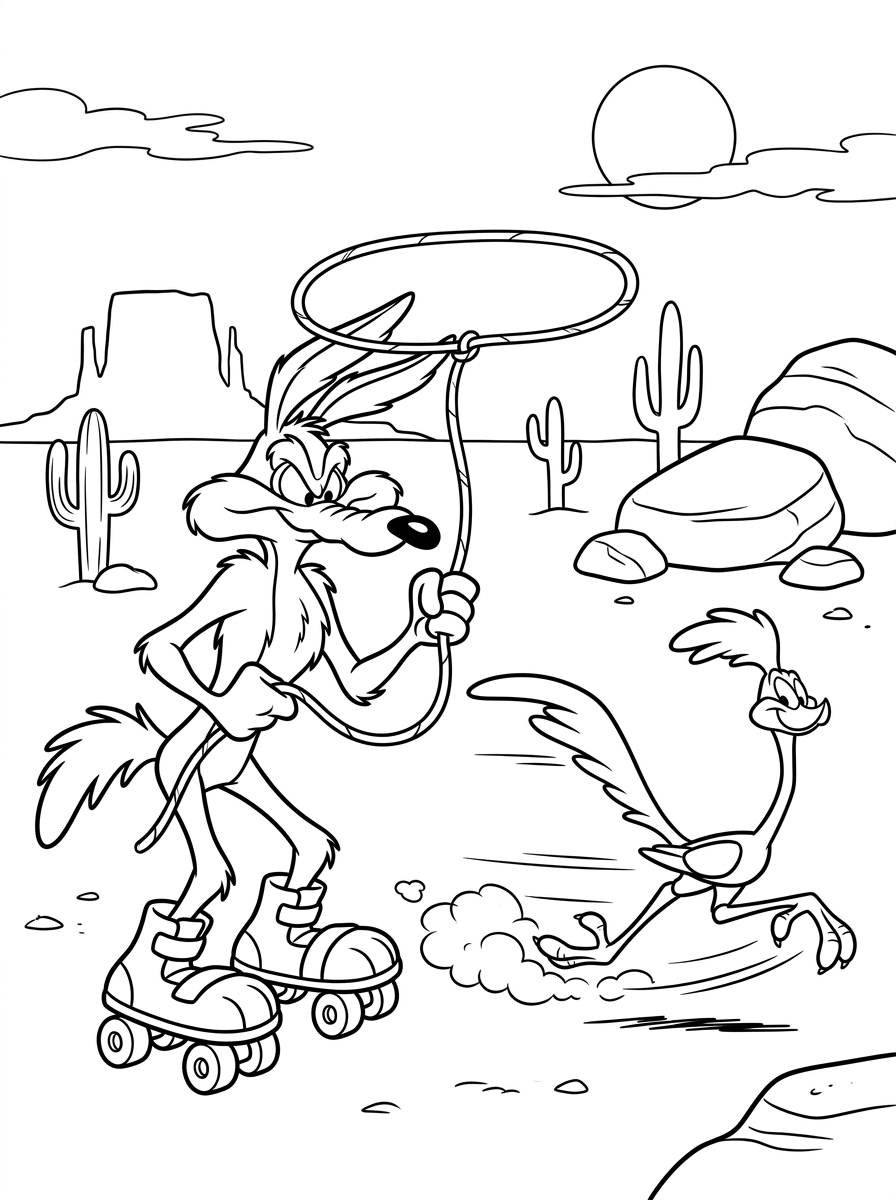 disegni Willy il Coyote e Beep Beep da colorare online