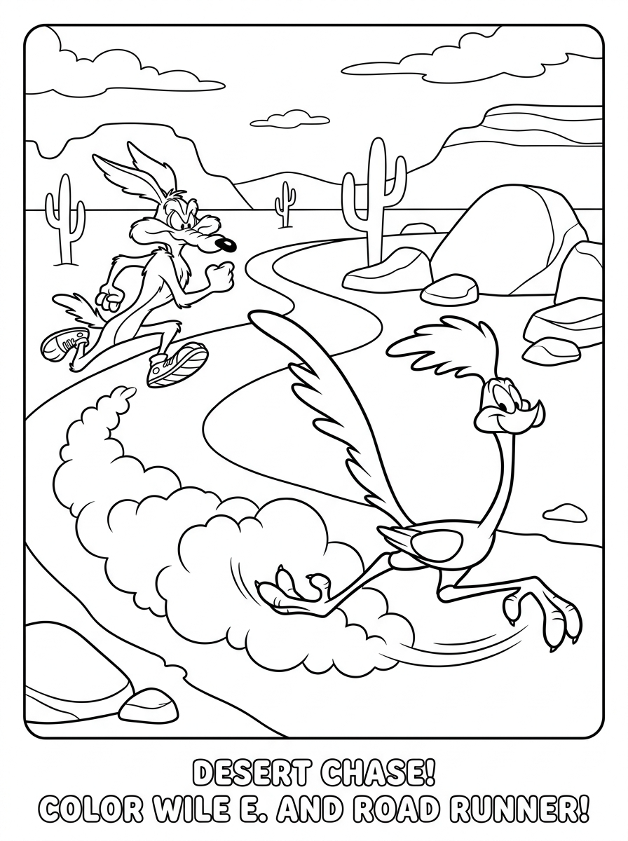 disegni Willy il Coyote e Beep Beep da colorare per bambini