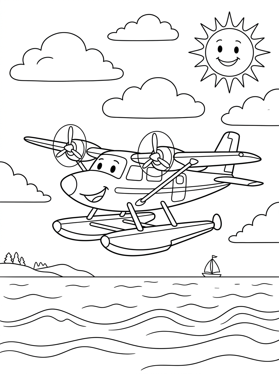 disegno idrovolante da colorare per bambini