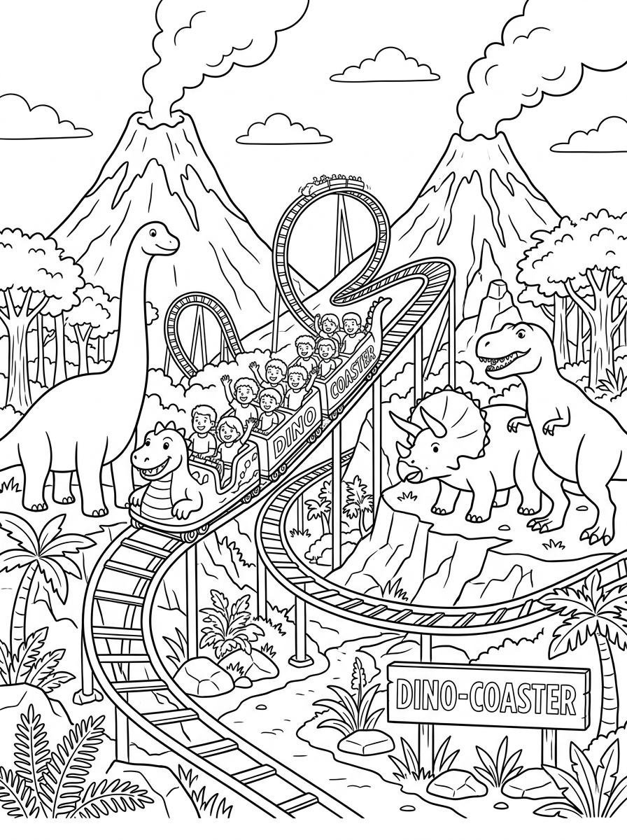 disegno montagne russe da colorare per bambini