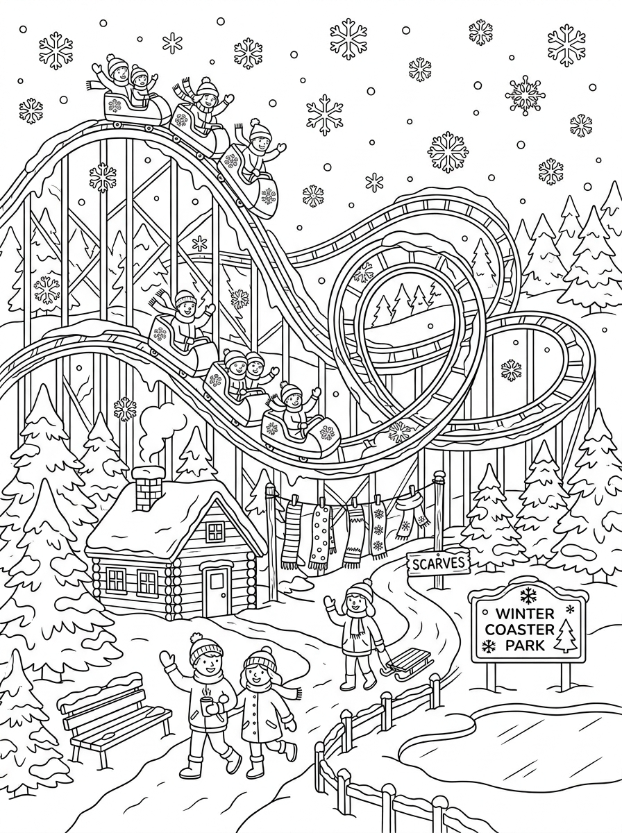 disegni di montagne russe da colorare e stampare gratis
