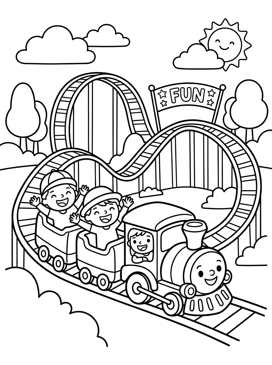 disegni da colorare montagne russe per bambini