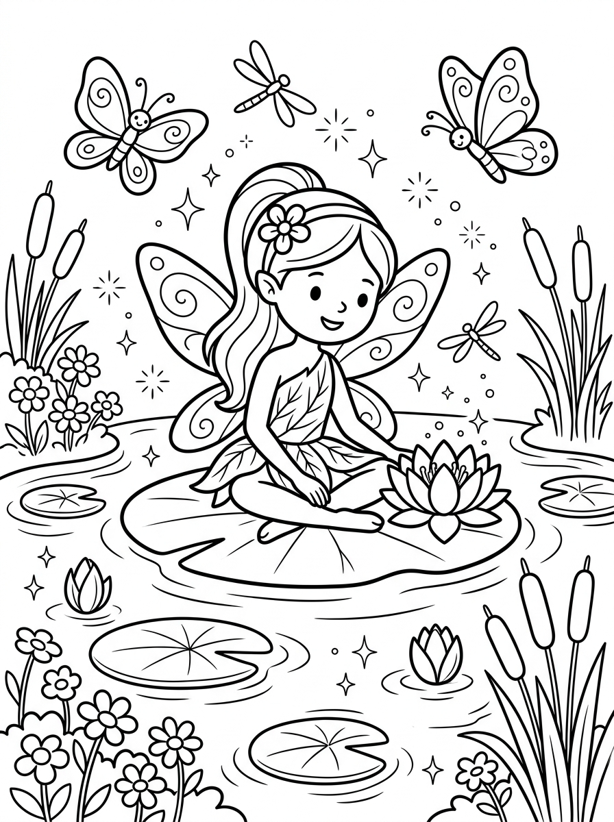 disegni da colorare ninfea per bambini