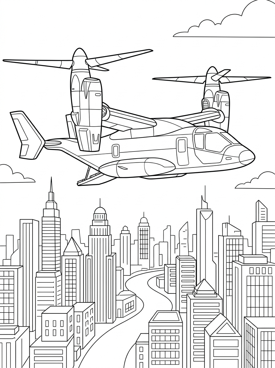 disegni facili di tiltrotor da colorare 1