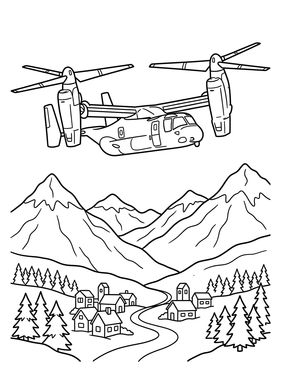 disegno di tiltrotor da stampare e colorare