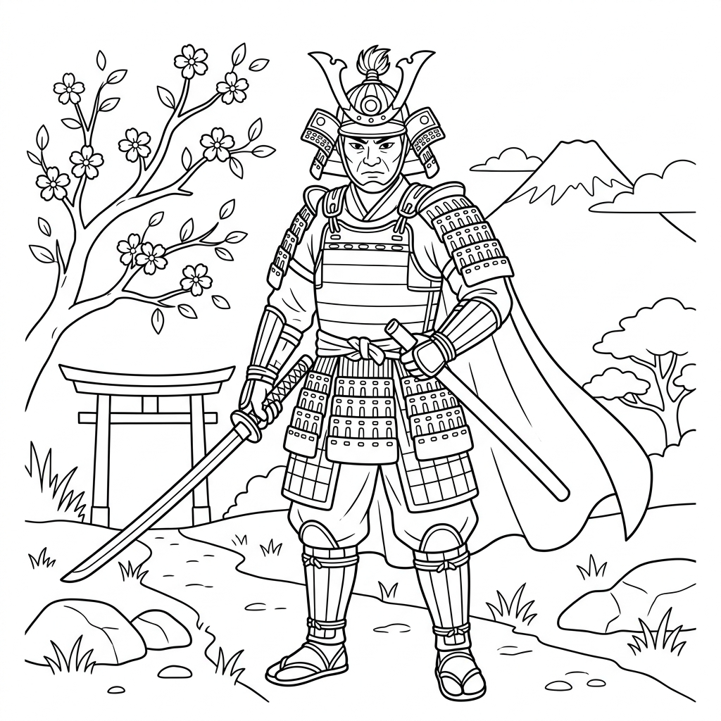 Samurai da colorare thumbnail