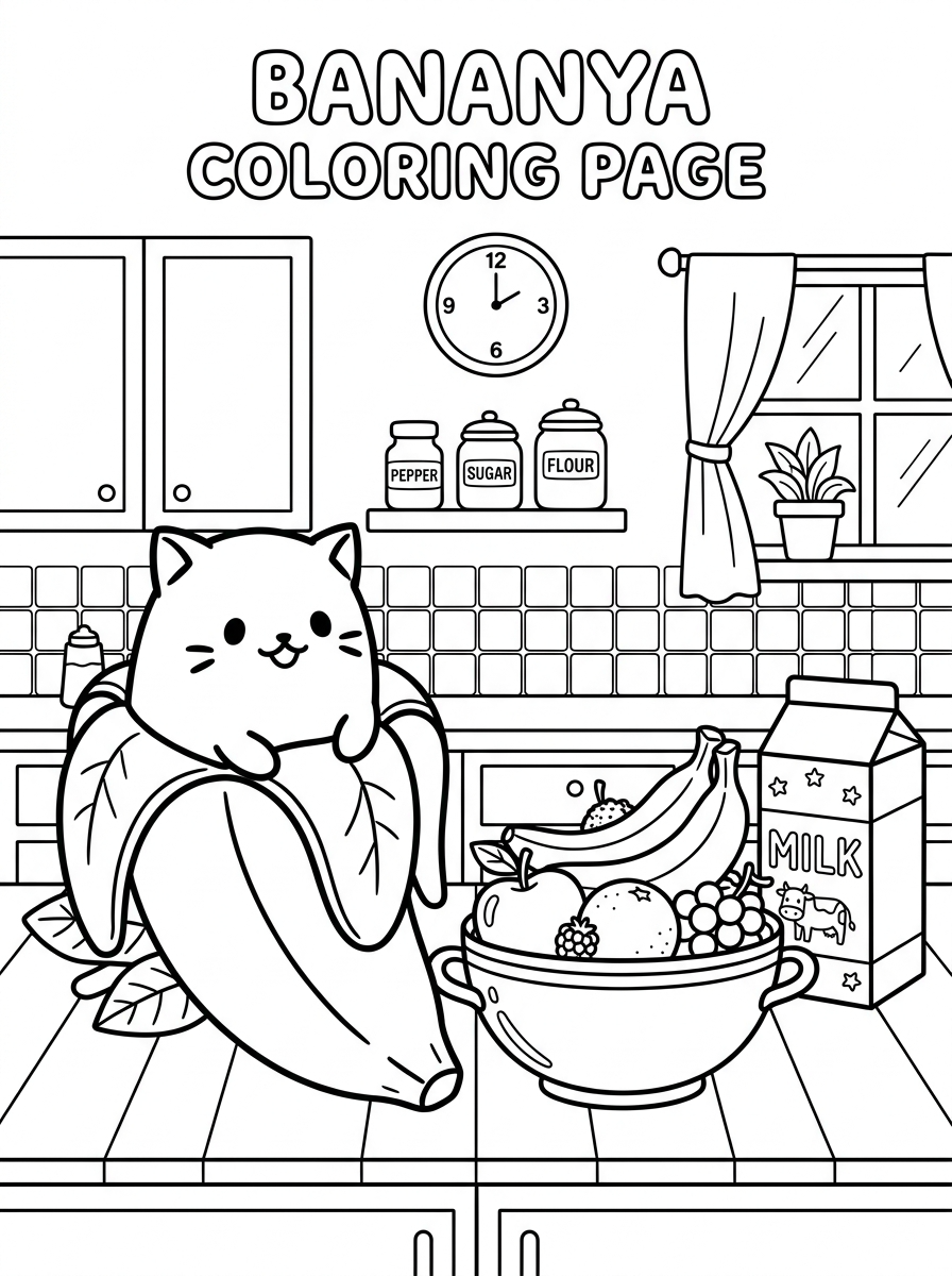 disegni da colorare Bananya per bambini