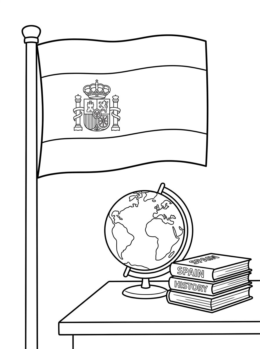 Bandiera Della Spagna 14 disegni Bandiera Della Spagna facili da colorare