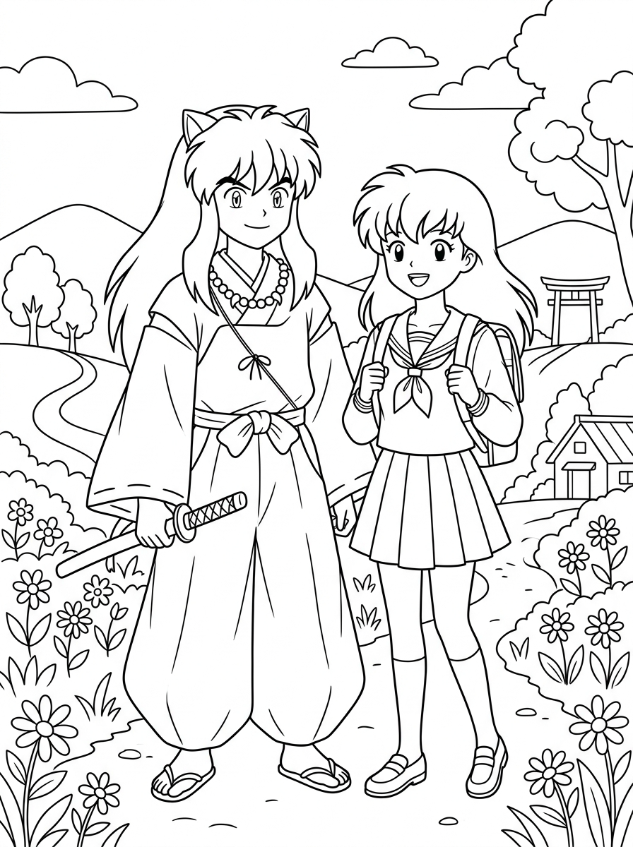 Inuyasha 21 Inuyasha da stampare e colorare gratis 1