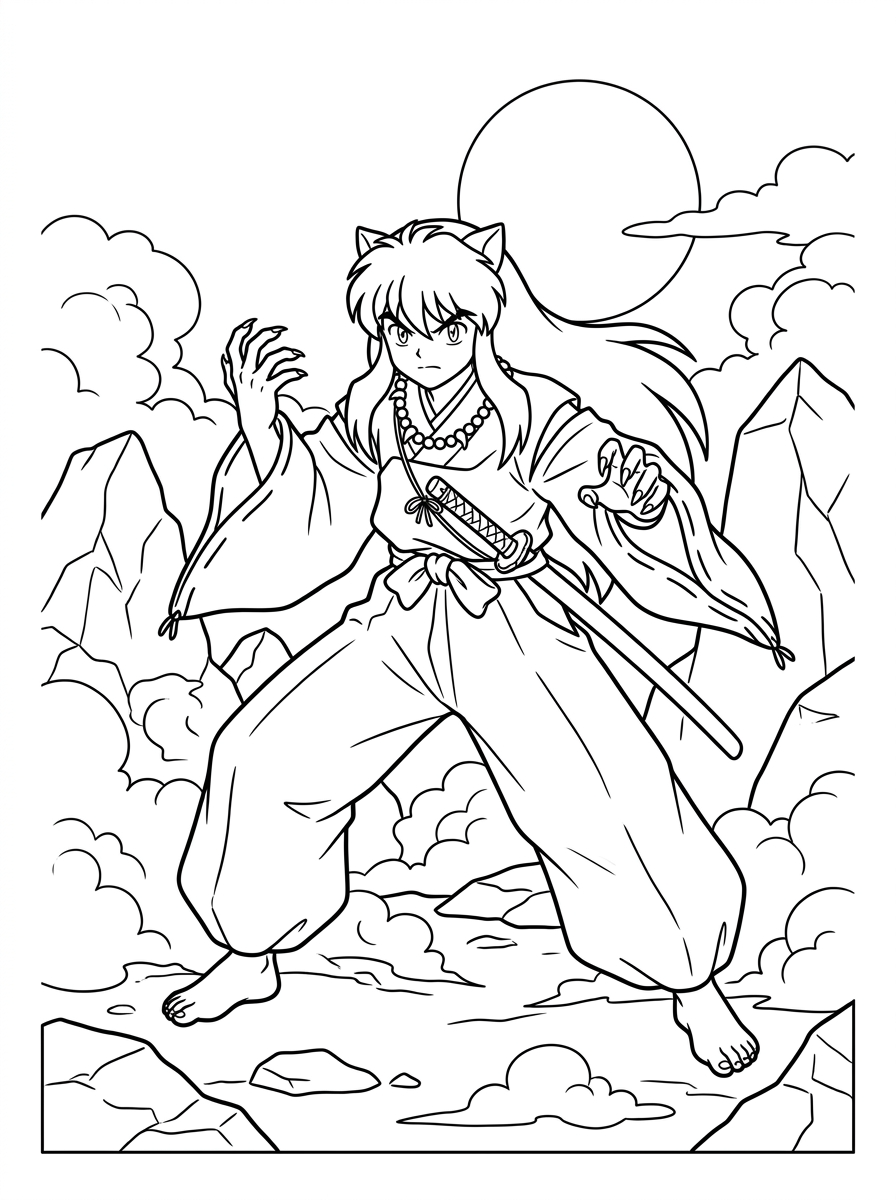 Inuyasha 18 immagini di Inuyasha da colorare per bambini