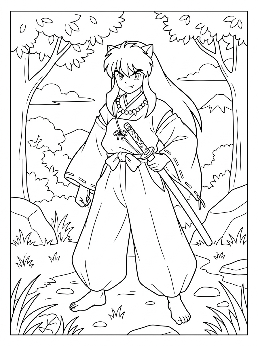Inuyasha 17 disegni di Inuyasha da colorare per bambini