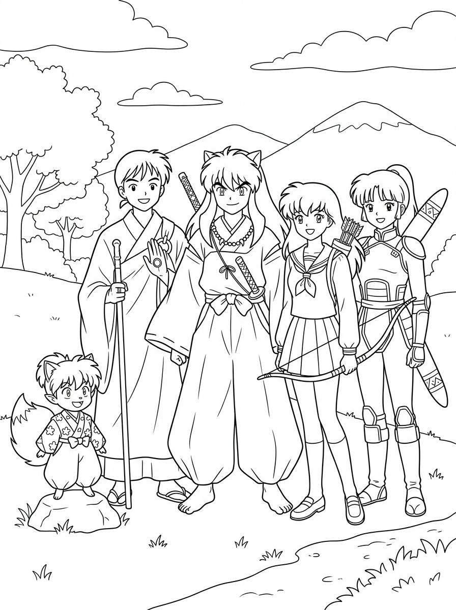 Inuyasha 15 disegni facili di Inuyasha da colorare