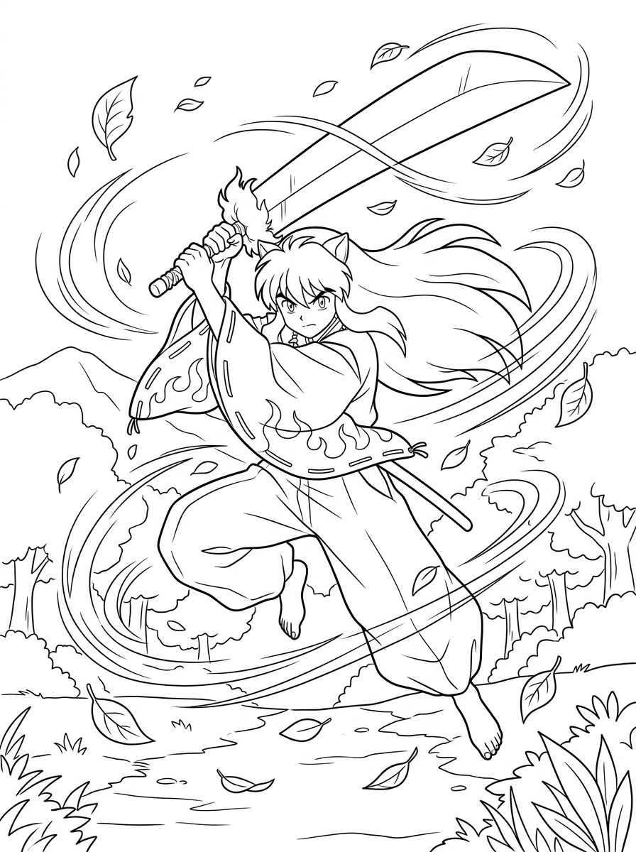 Inuyasha 14 Inuyasha disegno da colorare facile