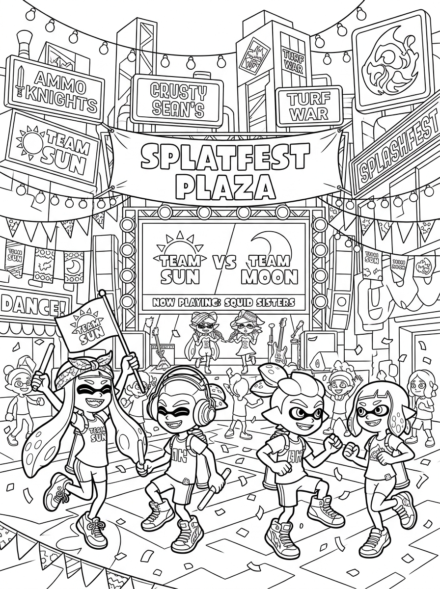 Splatoon disegno da colorare facile