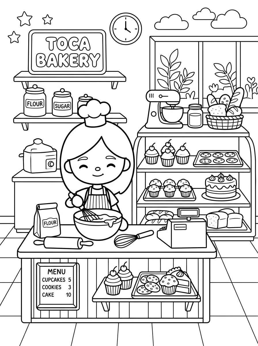 Toca Boca disegno facile da colorare 1