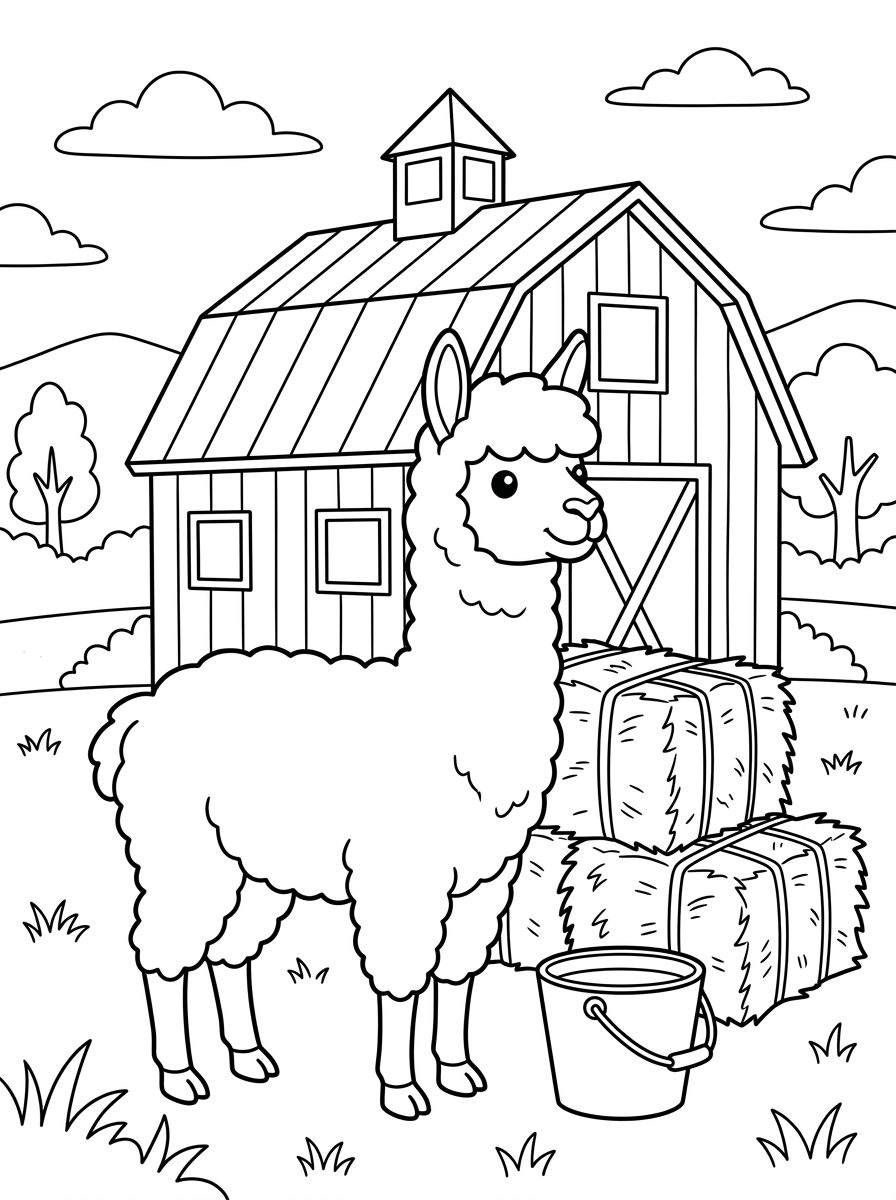 disegni facili di alpaca da colorare