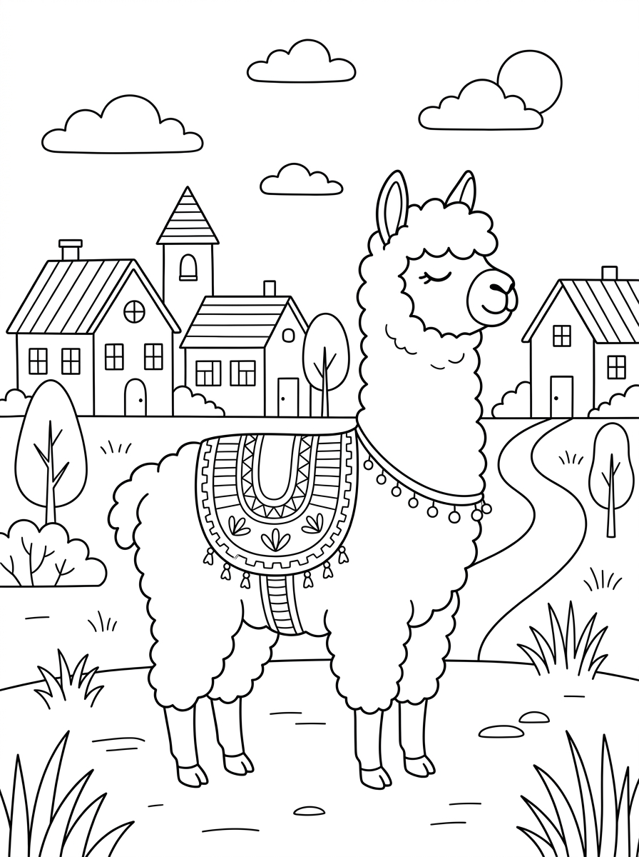disegni da colorare alpaca per bambini