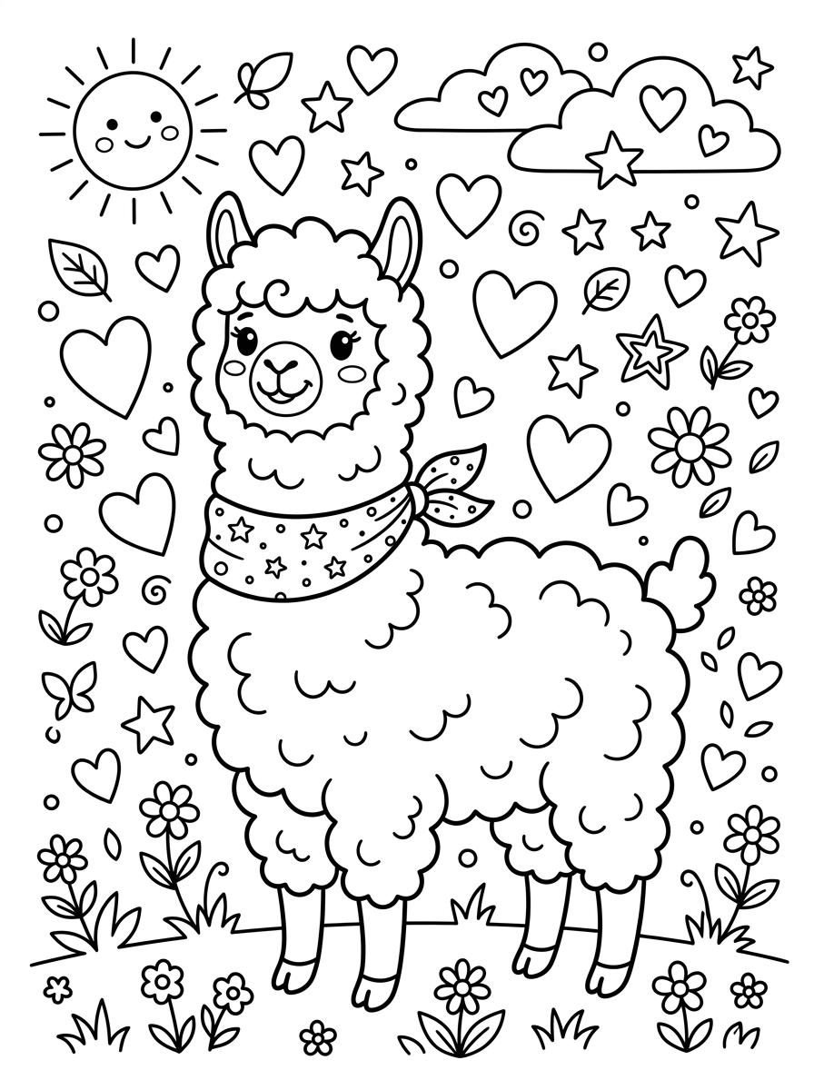 alpaca da colorare a4