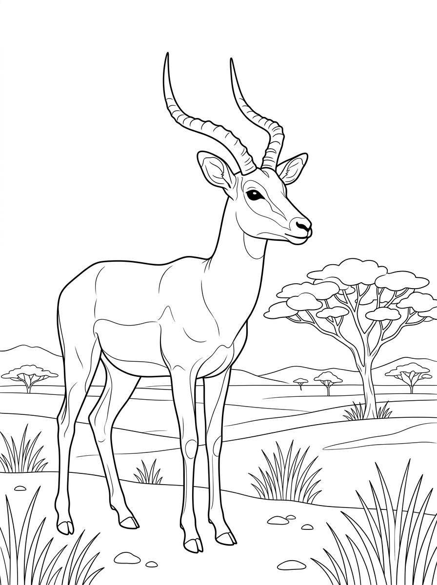 disegni facili di antilope da colorare
