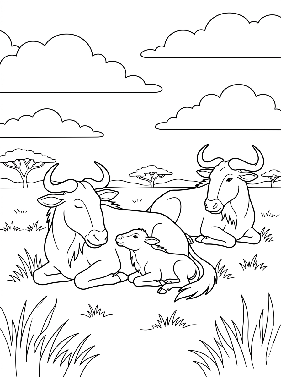 Gnu 2 immagini da colorare di gnu
