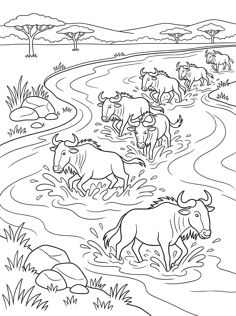 Gnu 8 disegni di gnu da colorare per bambini