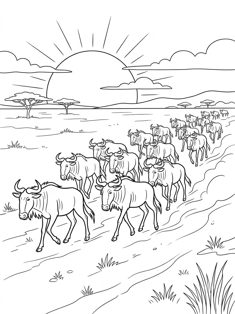 Gnu 7 disegni gnu da colorare per bambini
