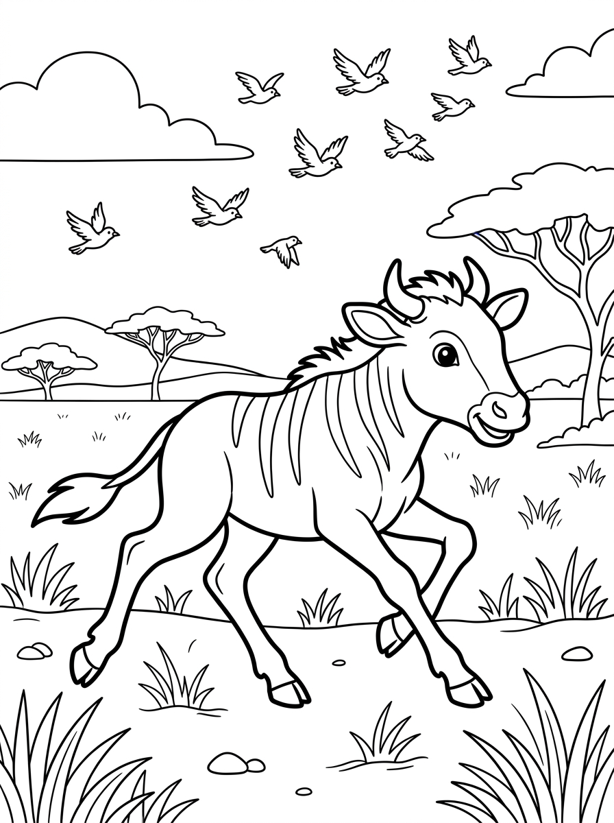 Gnu 6 gnu da stampare e colorare gratis