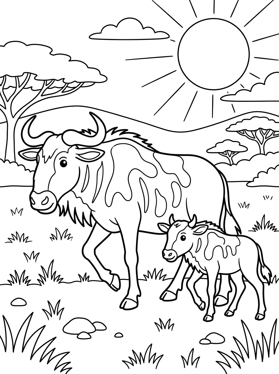 Gnu 21 foto gnu da colorare