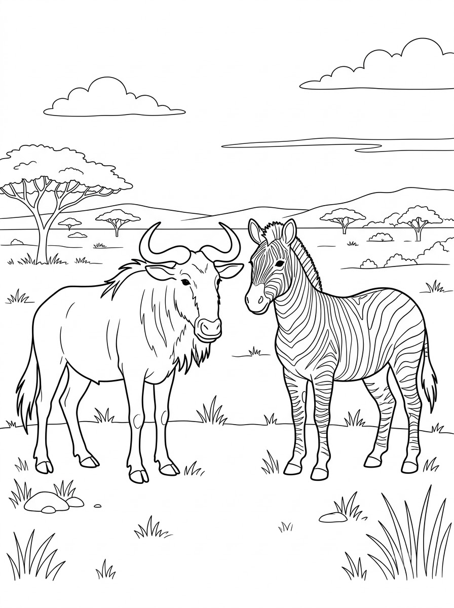 Gnu 4 gnu da colorare pdf gratis
