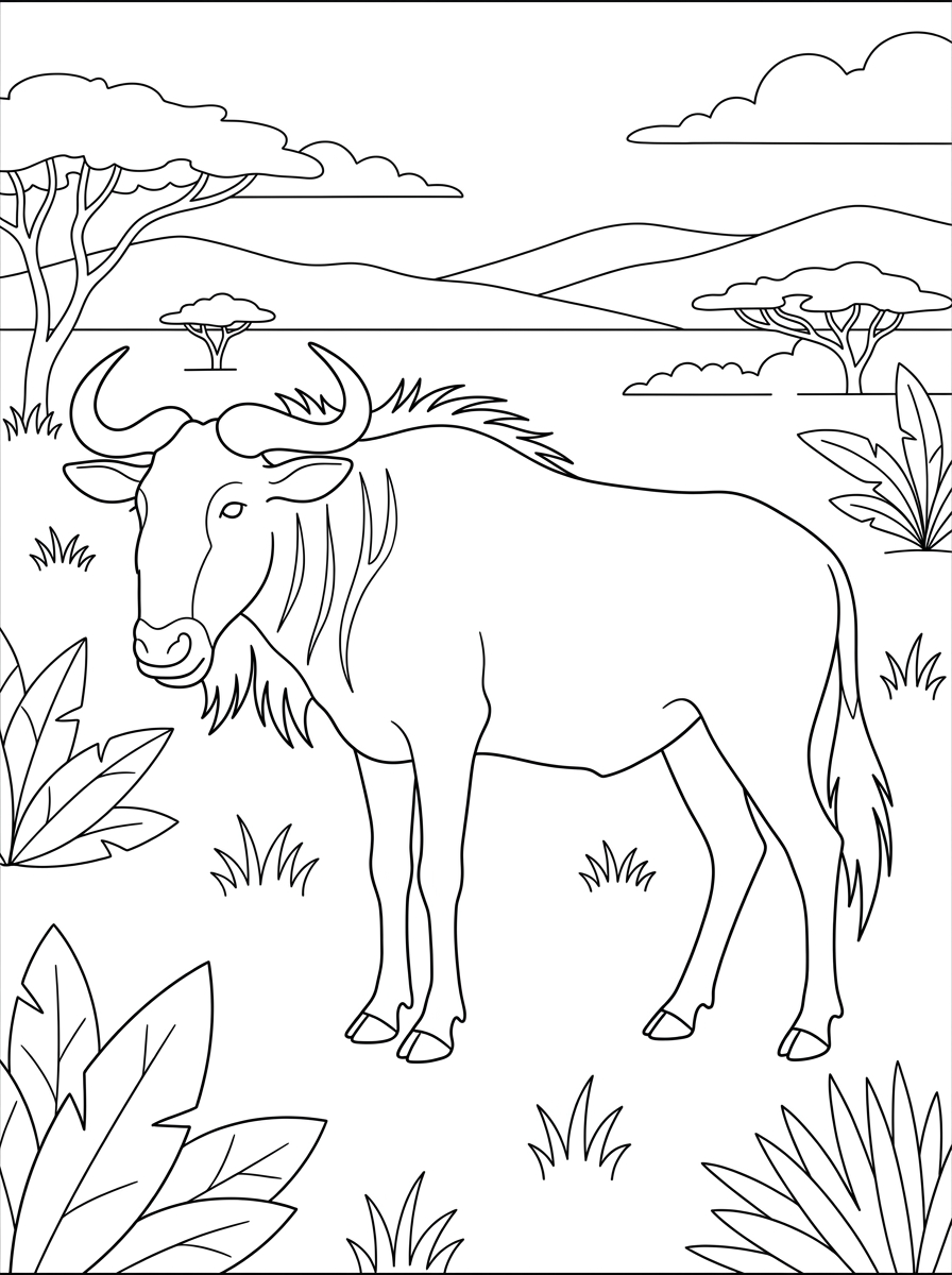 Gnu 19 gnu da colorare a4