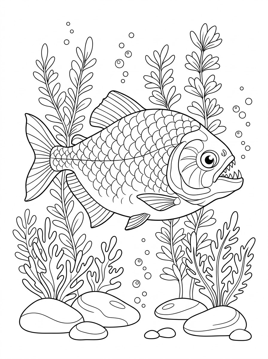 disegni da colorare piranha da stampare
