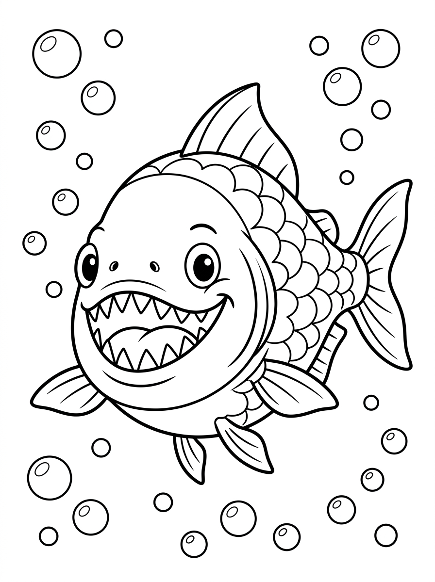 disegni facili di piranha da colorare
