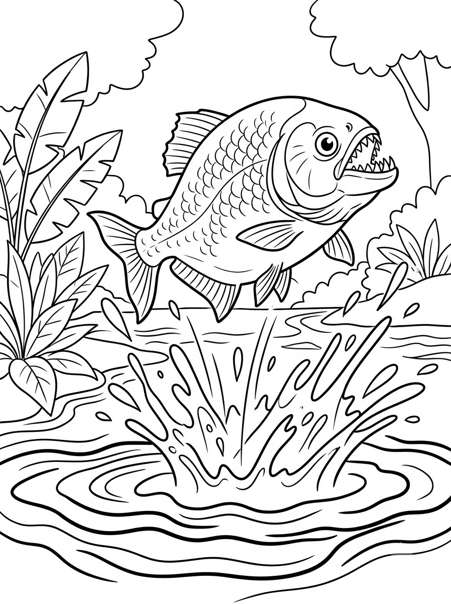 disegni piranha facili da colorare