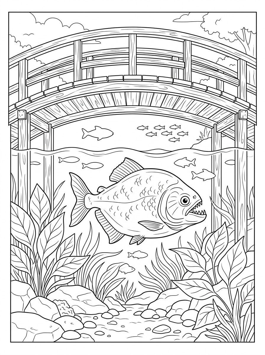 piranha da colorare a4