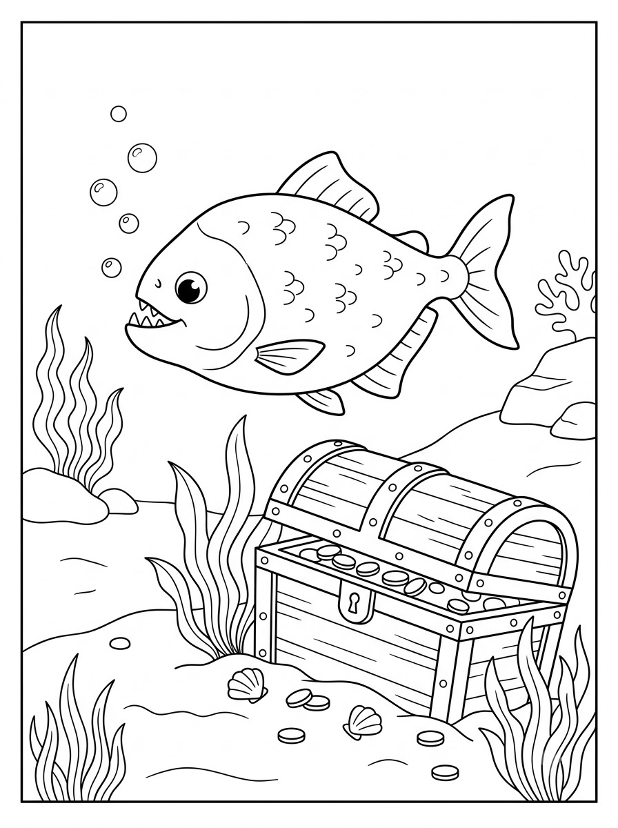 da colorare piranha disegno facile bambini