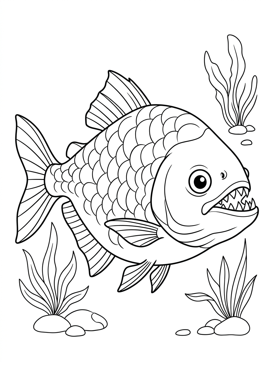 disegni di piranha da colorare per bambini