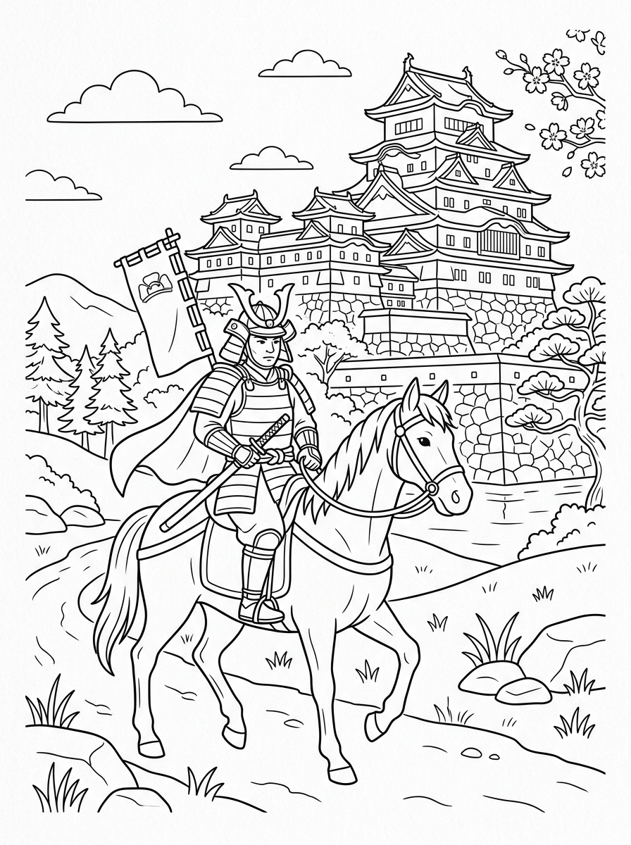 Samurai 10 disegni samurai da colorare e stampare 1