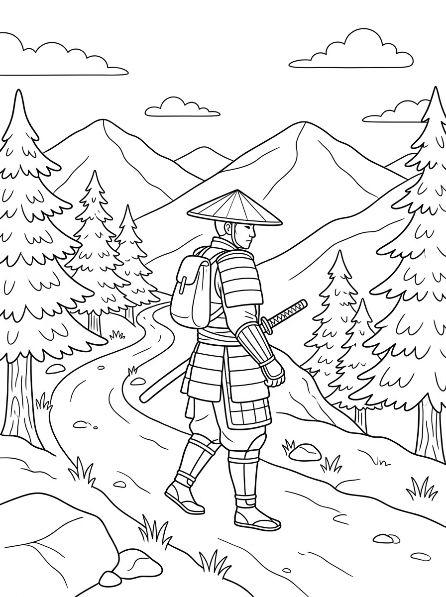 Samurai 3 samurai da colorare e stampare a4