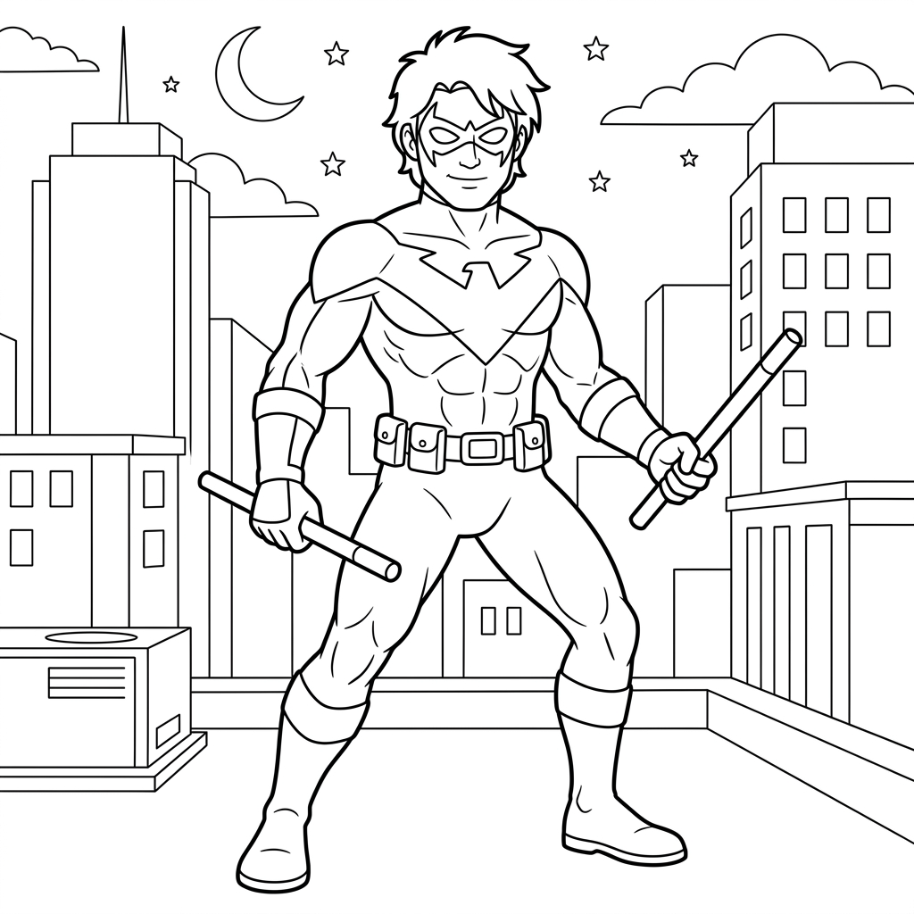 Nightwing da colorare thumbnail