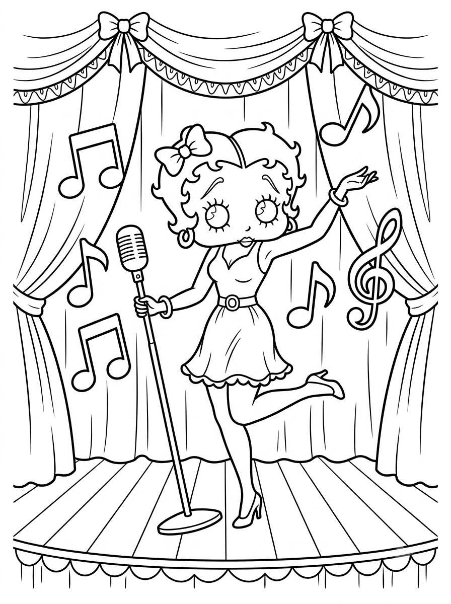 Betty Boop da colorare e stampare pdf
