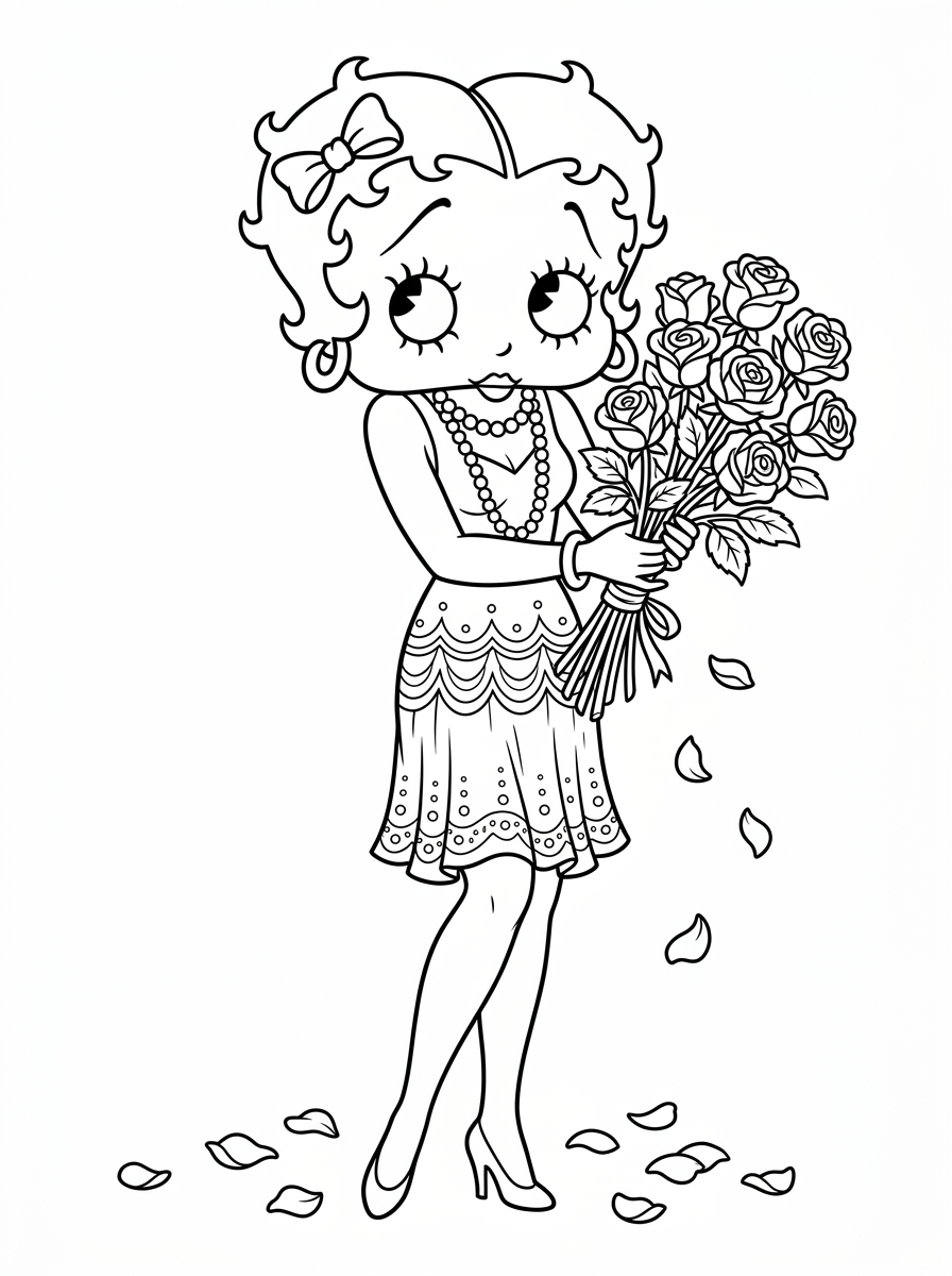 Betty Boop disegno facile da colorare